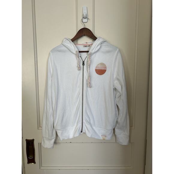 Faherty Reverse Beach Zip Hoodie Womens Size Large Ivory Comfort Casual Athletic - Picture 2 of 7